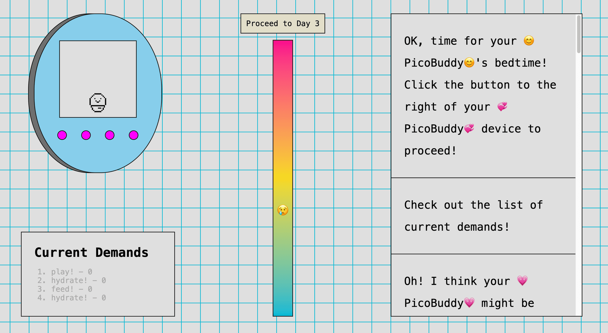 PicoBuddy game screen