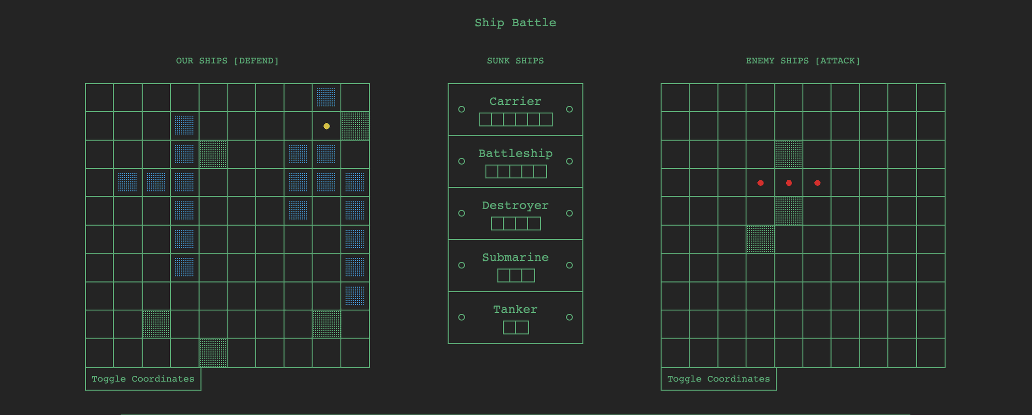 Ship Battle app UI